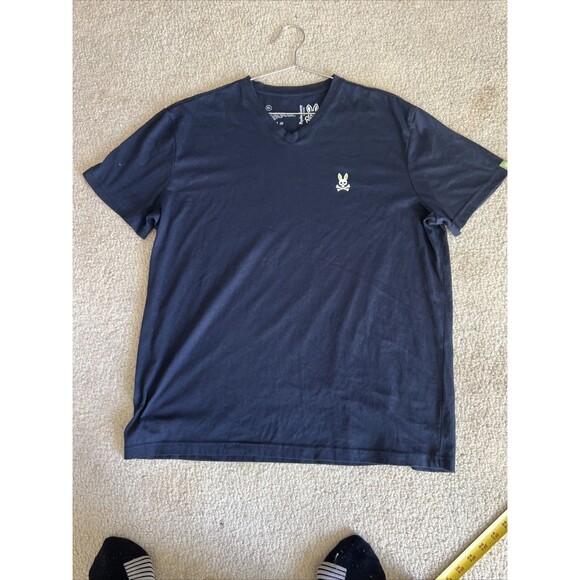 Psycho Bunny Short Sleeve Blue V-Neck Logo T Shirt | Men's XL - Picture 7 of 10